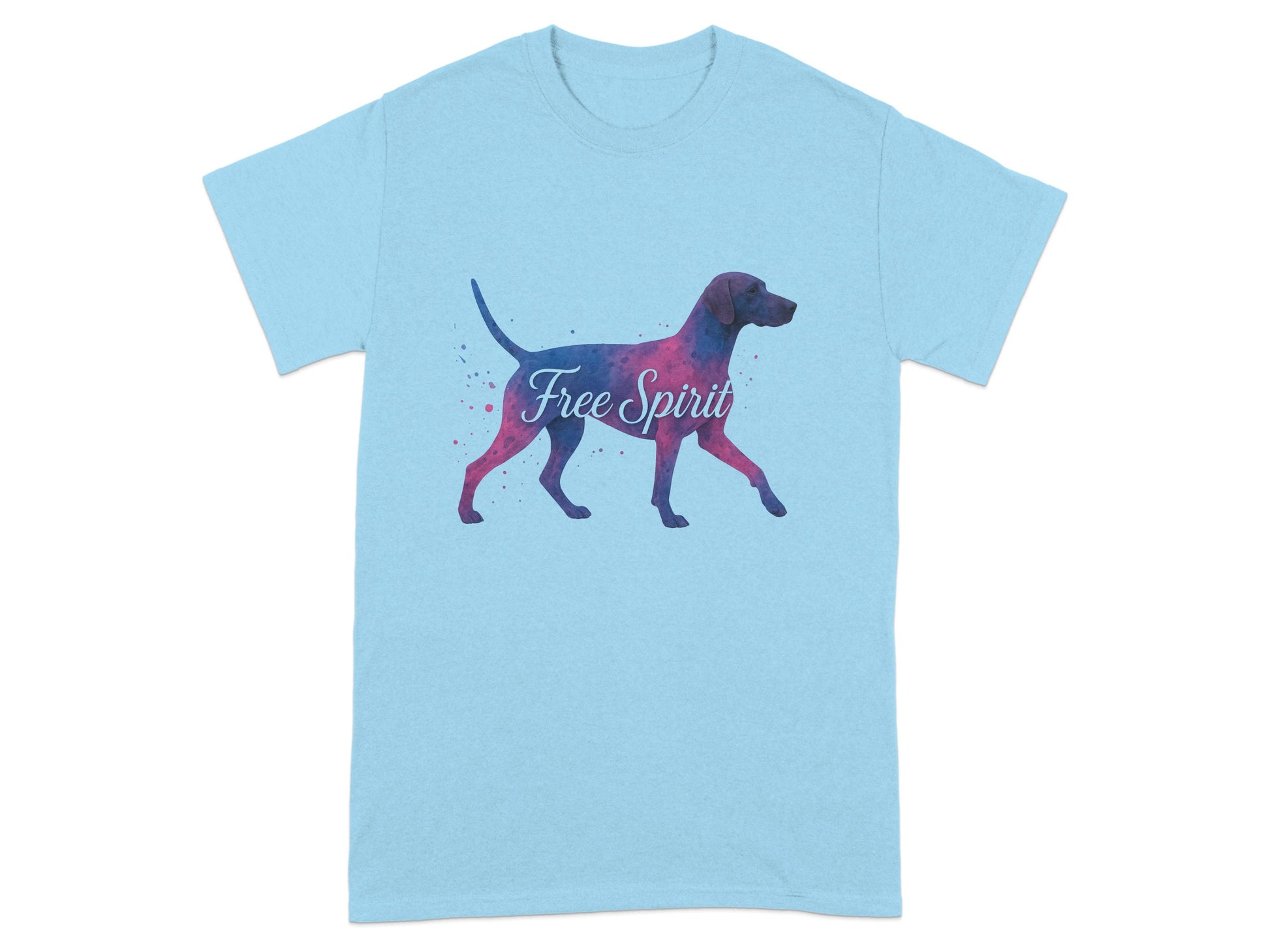 Free Spirit Dog Graphic on Blue T-Shirt product type