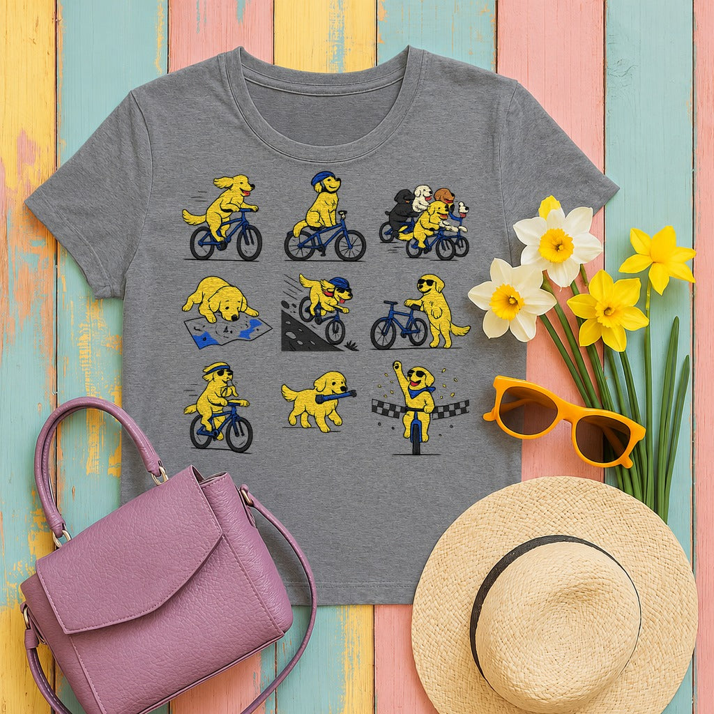 Golden Retriever Cycle Club T-Shirt in Graphite Heather
