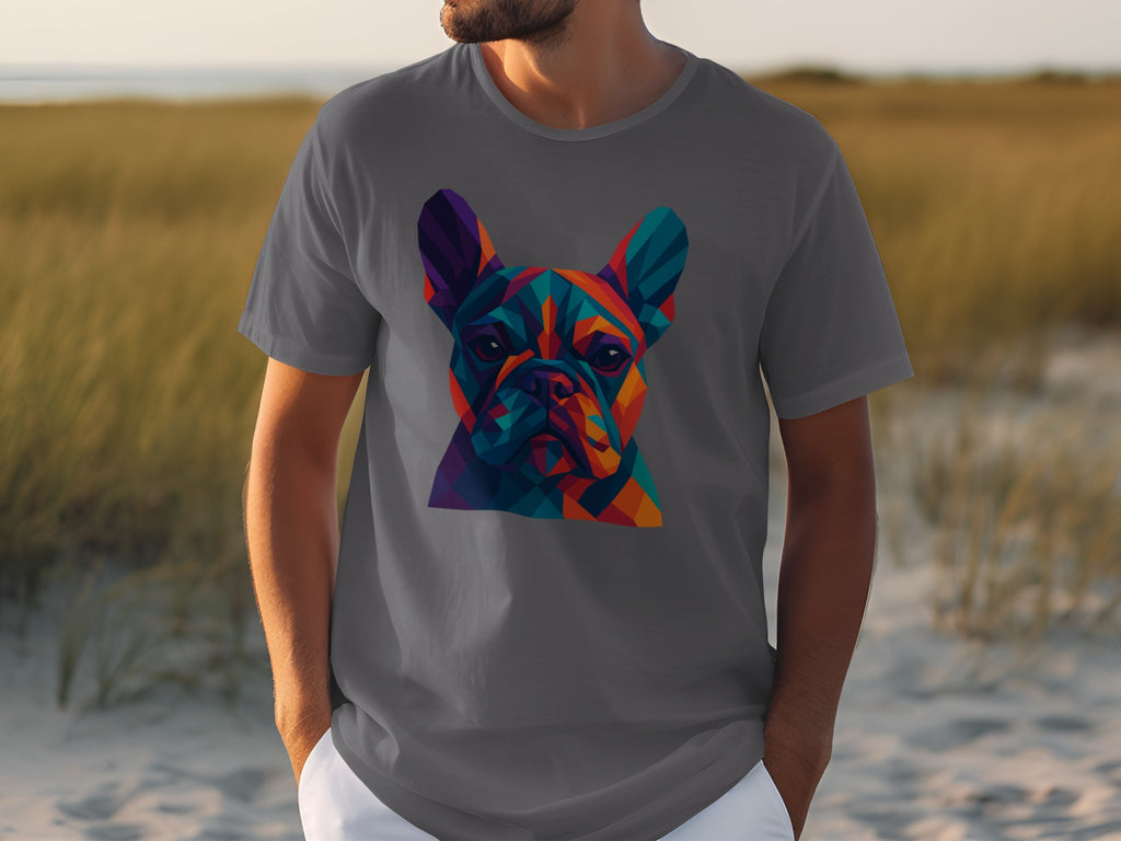 Colorful Geometric French Bulldog Print T-shirt