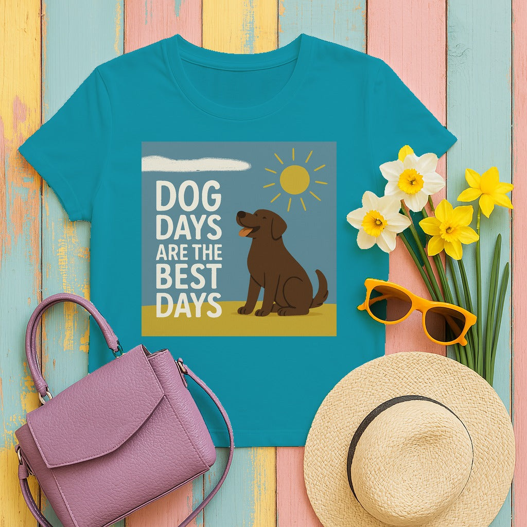 Dog Days Are the Best Days Chocolate Lab T-Shirt in Tropical Blue