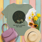 German Shorthaired Pointer The Nose Knows Tee styled flat lay on Sage