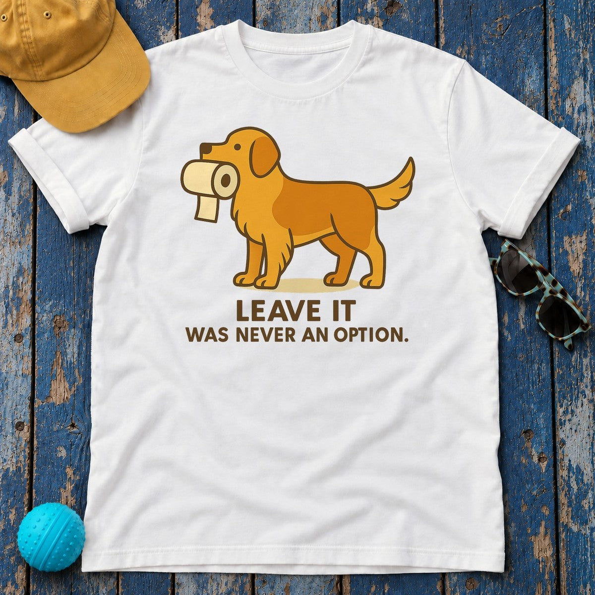 Golden Retriever Leave It Tee in White