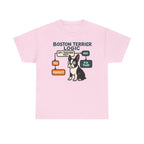 Boston Terrier Logic Flowchart T-shirt in Light Pink