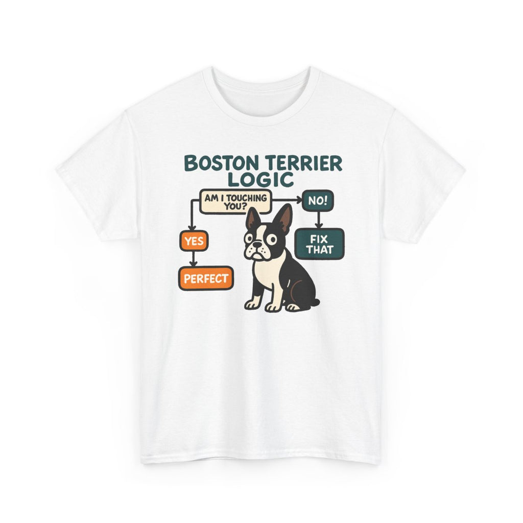 Boston Terrier Logic Flowchart T-shirt detail