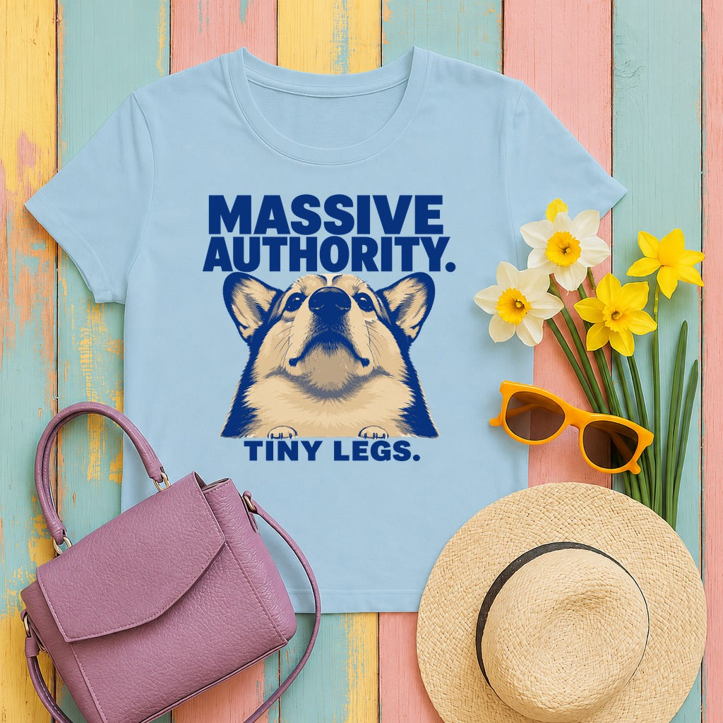 Corgi Authority: Tiny Legs T-Shirt in Light Blue