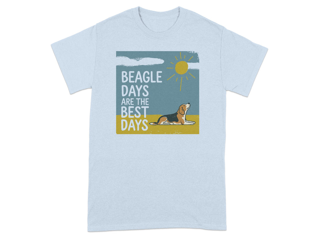 Light blue t-shirt with a beagle and sun graphic, saying "Beagle Days Are The Best Days".