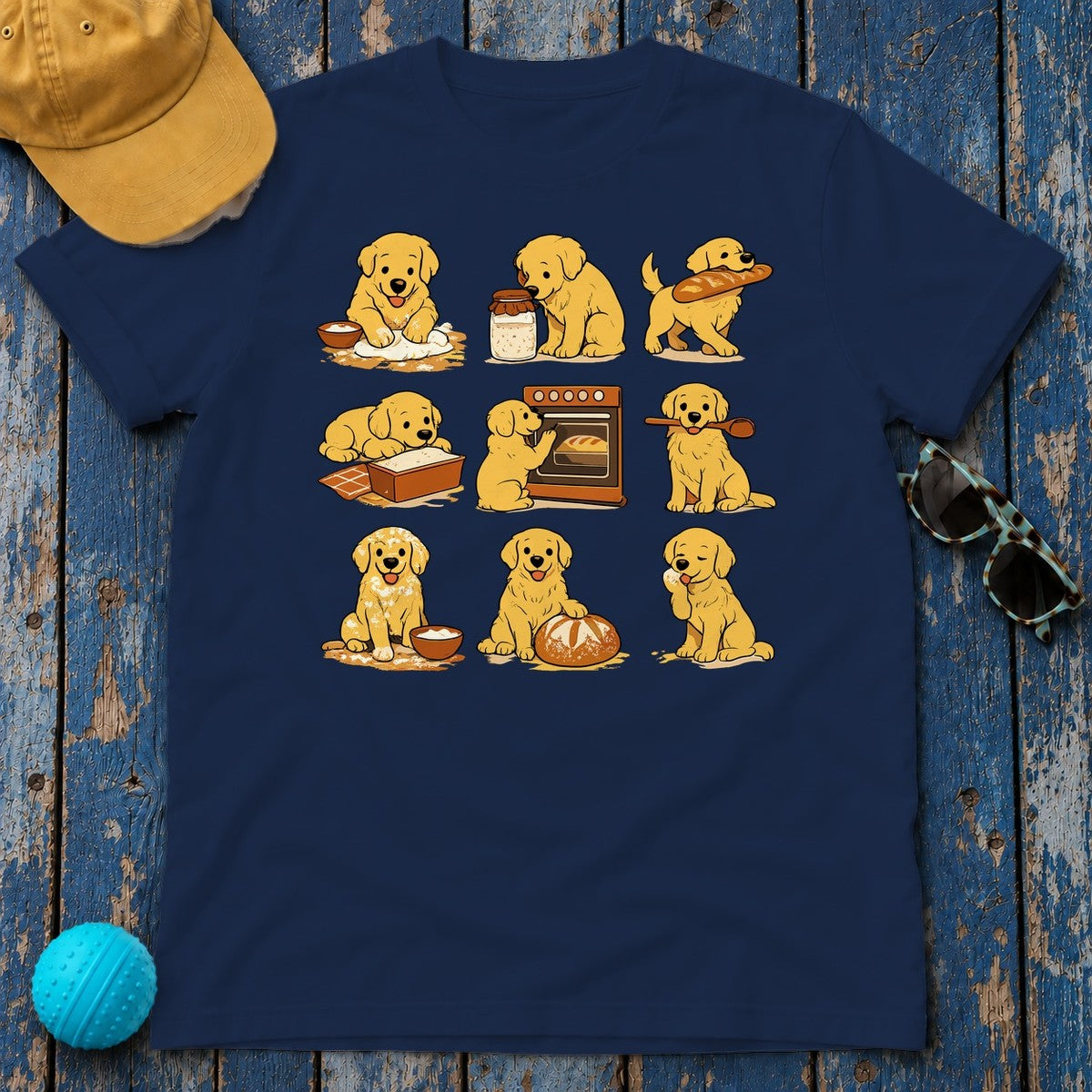 Golden Retriever Bake Off Squad T-Shirt in Navy