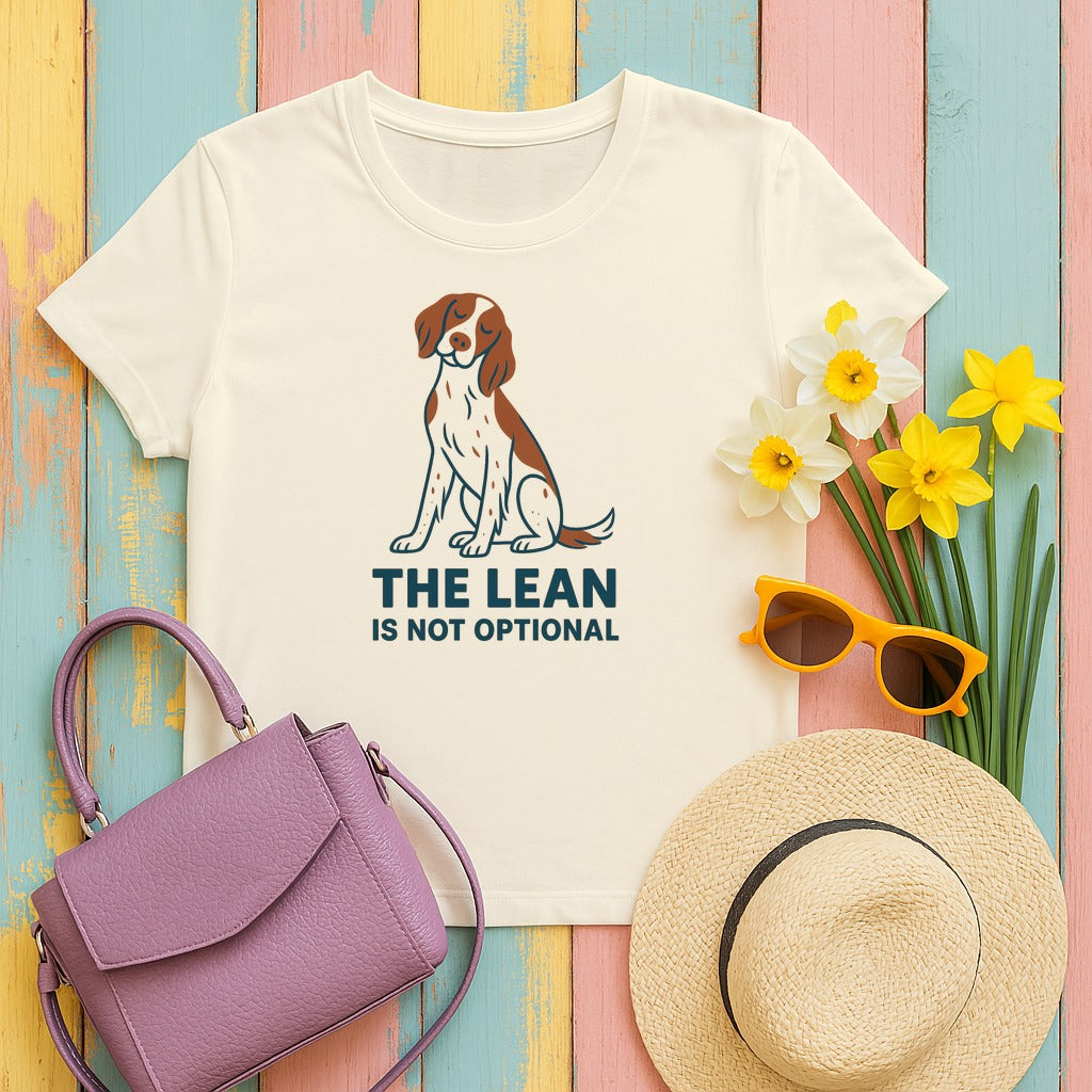 Irish Red and White Setter The Lean Is Not Optional Tee in Natural