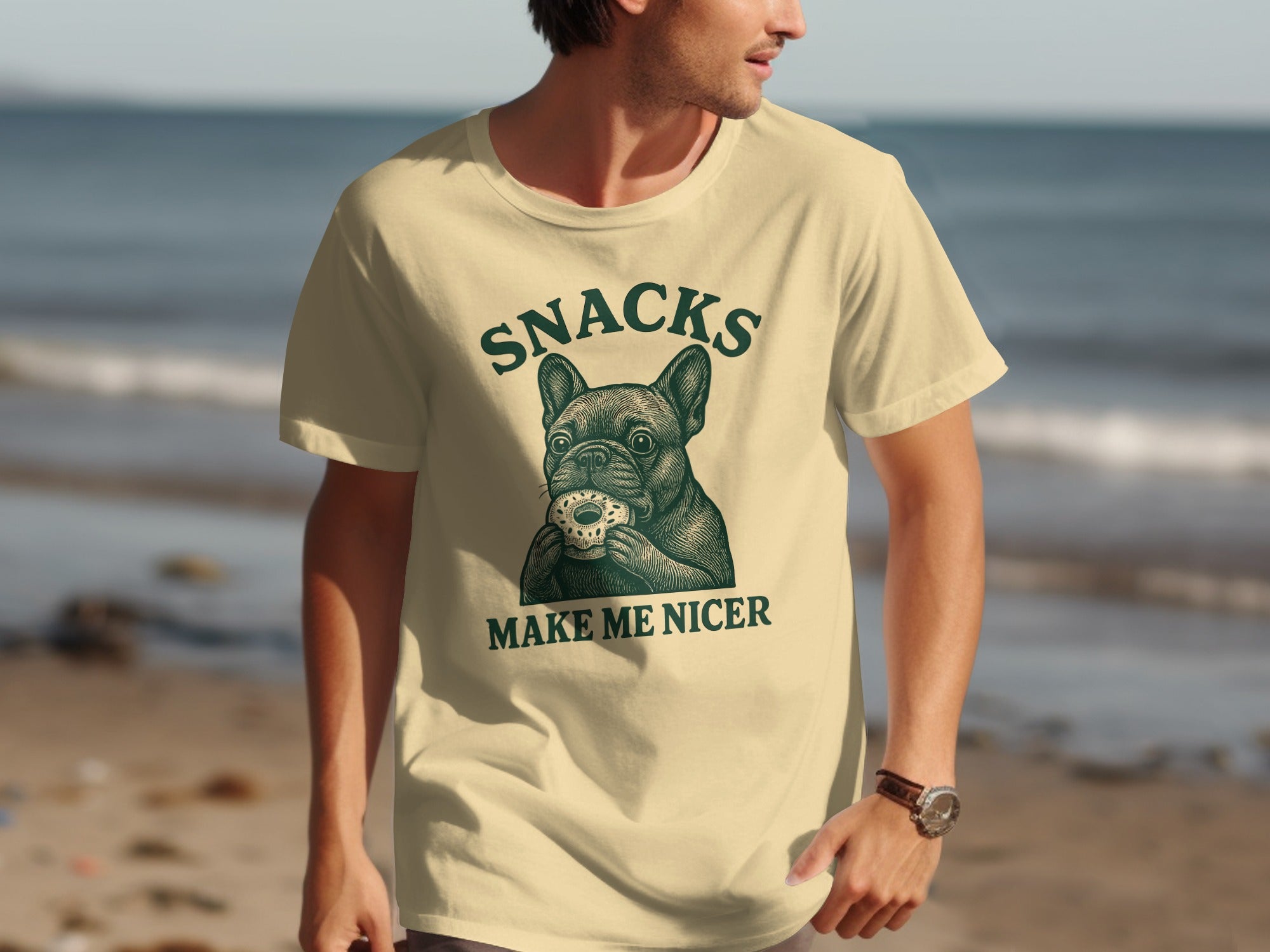 Snacks Make Me Nicer Bulldog T-shirt