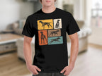 Black t-shirt featuring a vintage-style graphic of five German Shorthaired Pointers.
