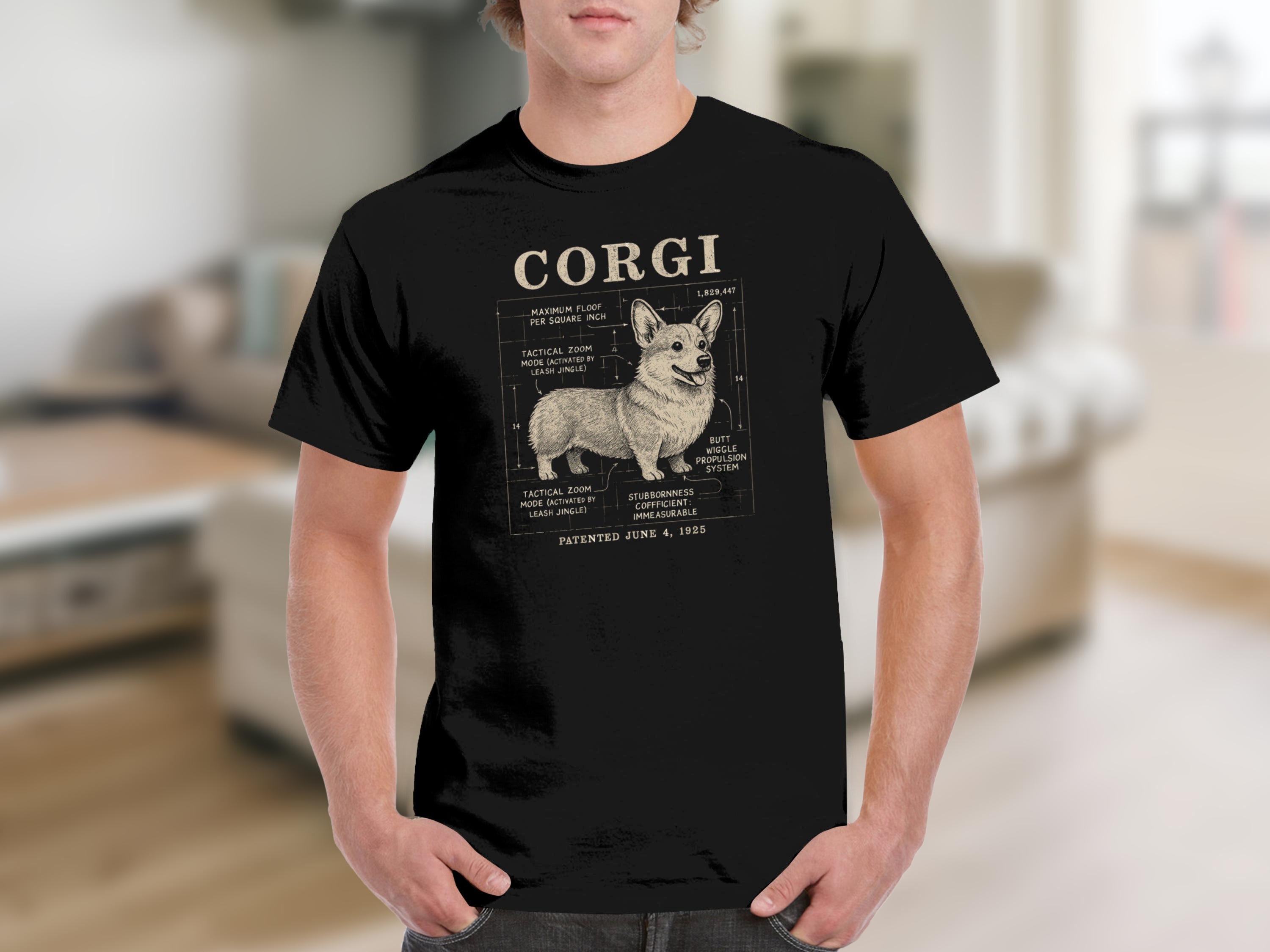 Corgi Diagram Design T-shirt with Fun Facts