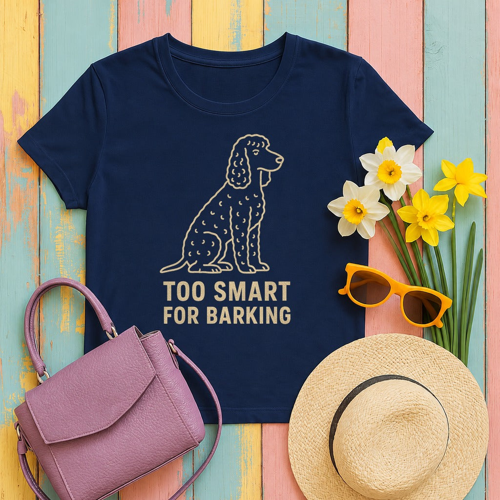 Irish Water Spaniel Too Smart For Barking Tee in Navy