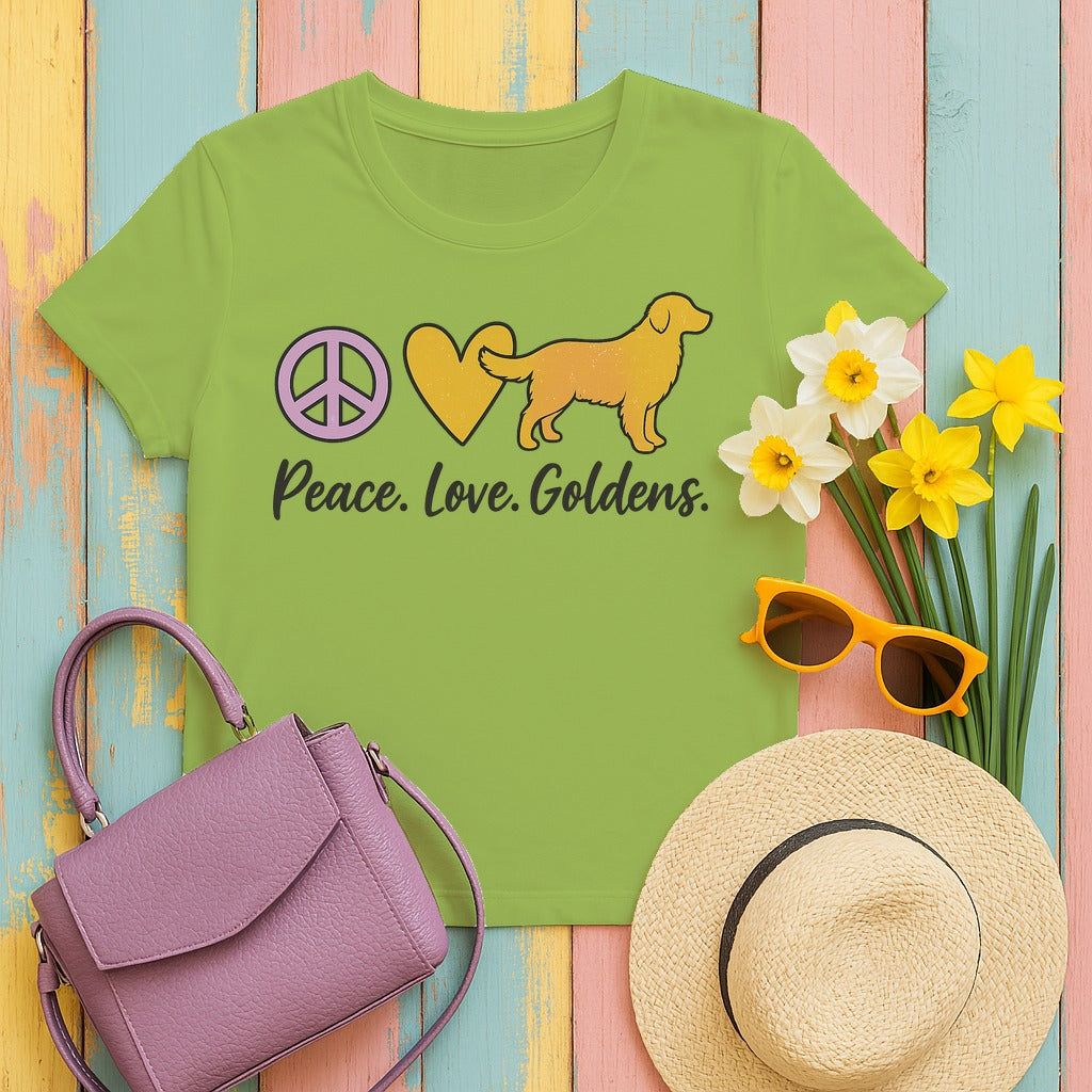 Peace Love Goldens T-Shirt in Kiwi