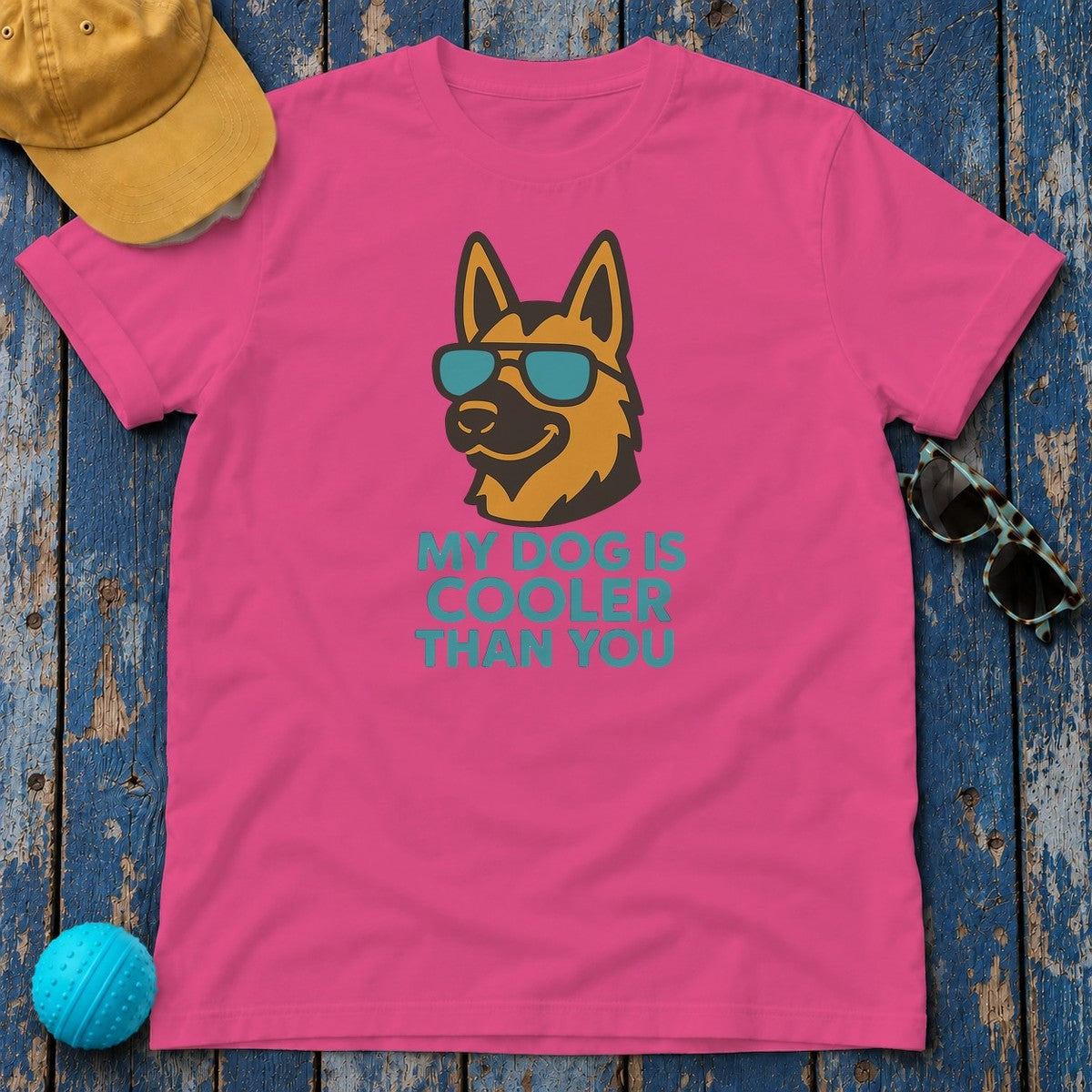 My Dog Is Cooler Than You German Shepherd Lover T-Shirt in Heliconia