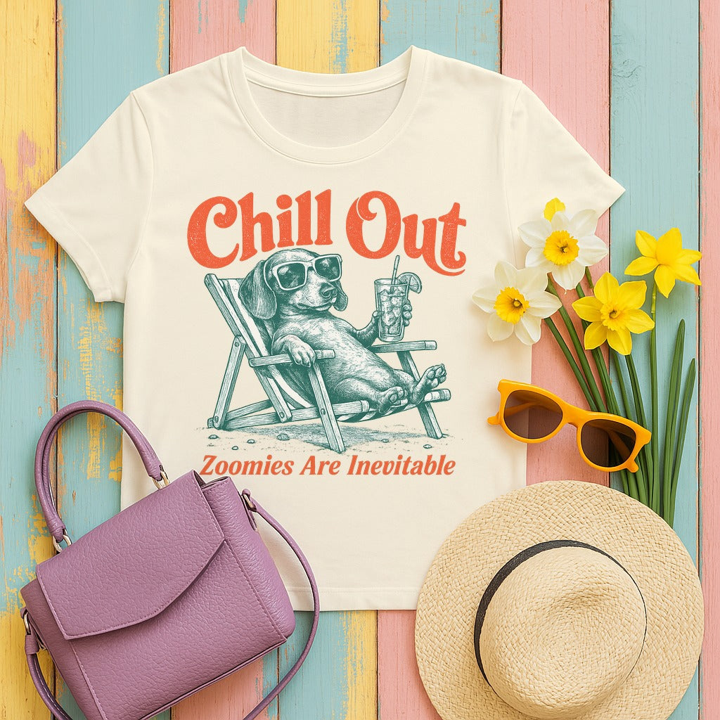 Chill Out Dachshund Lounge T-Shirt in Natural