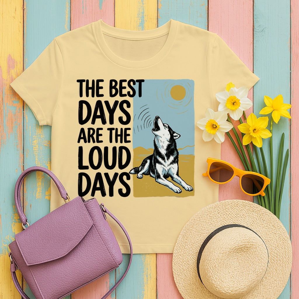 Loud Days Howling Husky T-Shirt in Yellow Haze