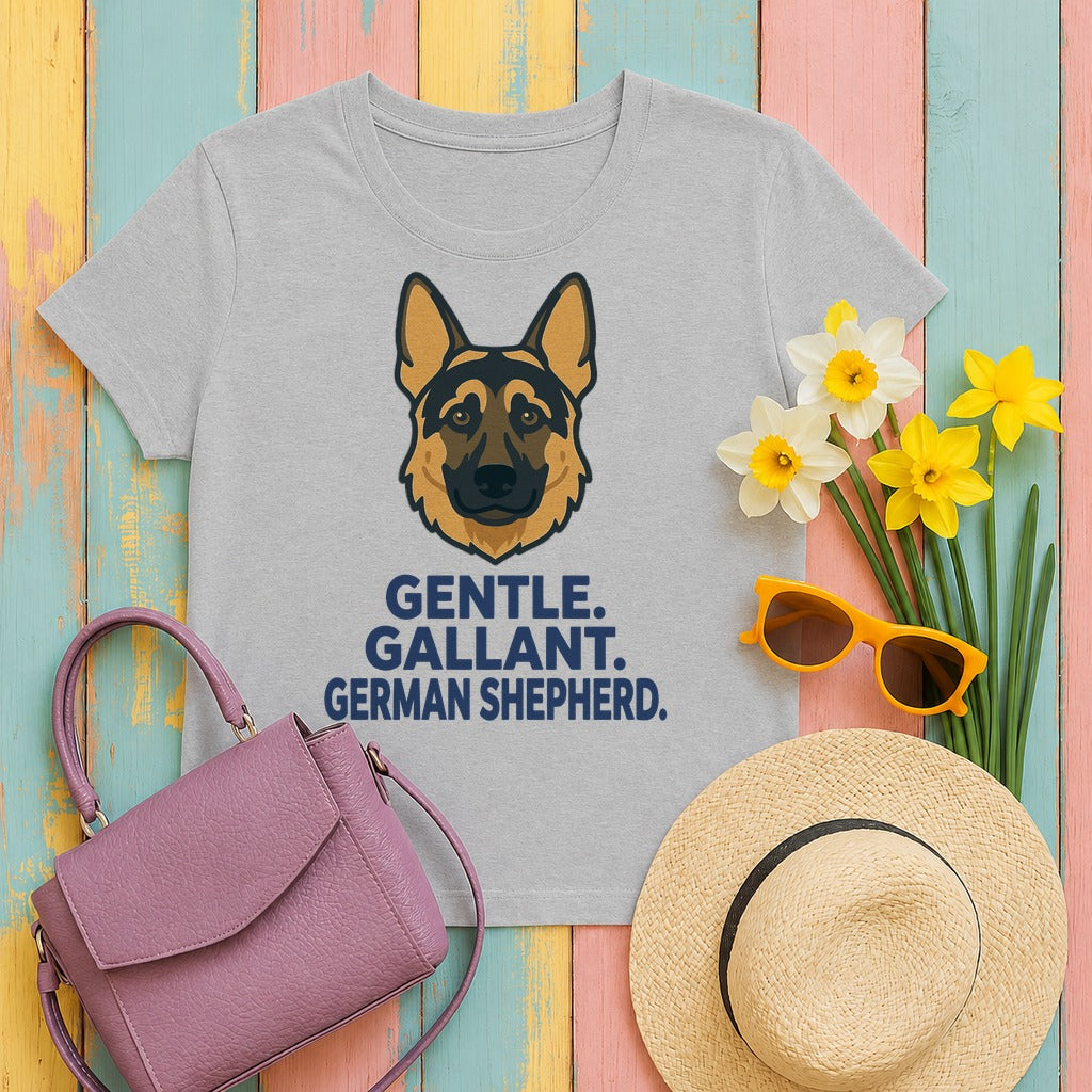 Gentle. Gallant. German Shepherd. T-shirt. in Sport Grey