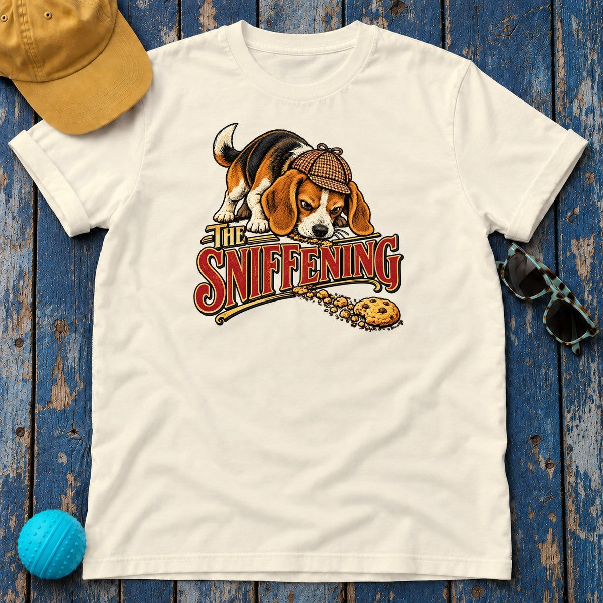 The Sniffening Beagle T-Shirt in Natural - flat lay