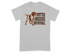 Grey t-shirt with a German Shorthaired Pointer and "SPOTTED. OBSESSED. UNSTOPPABLE." text.