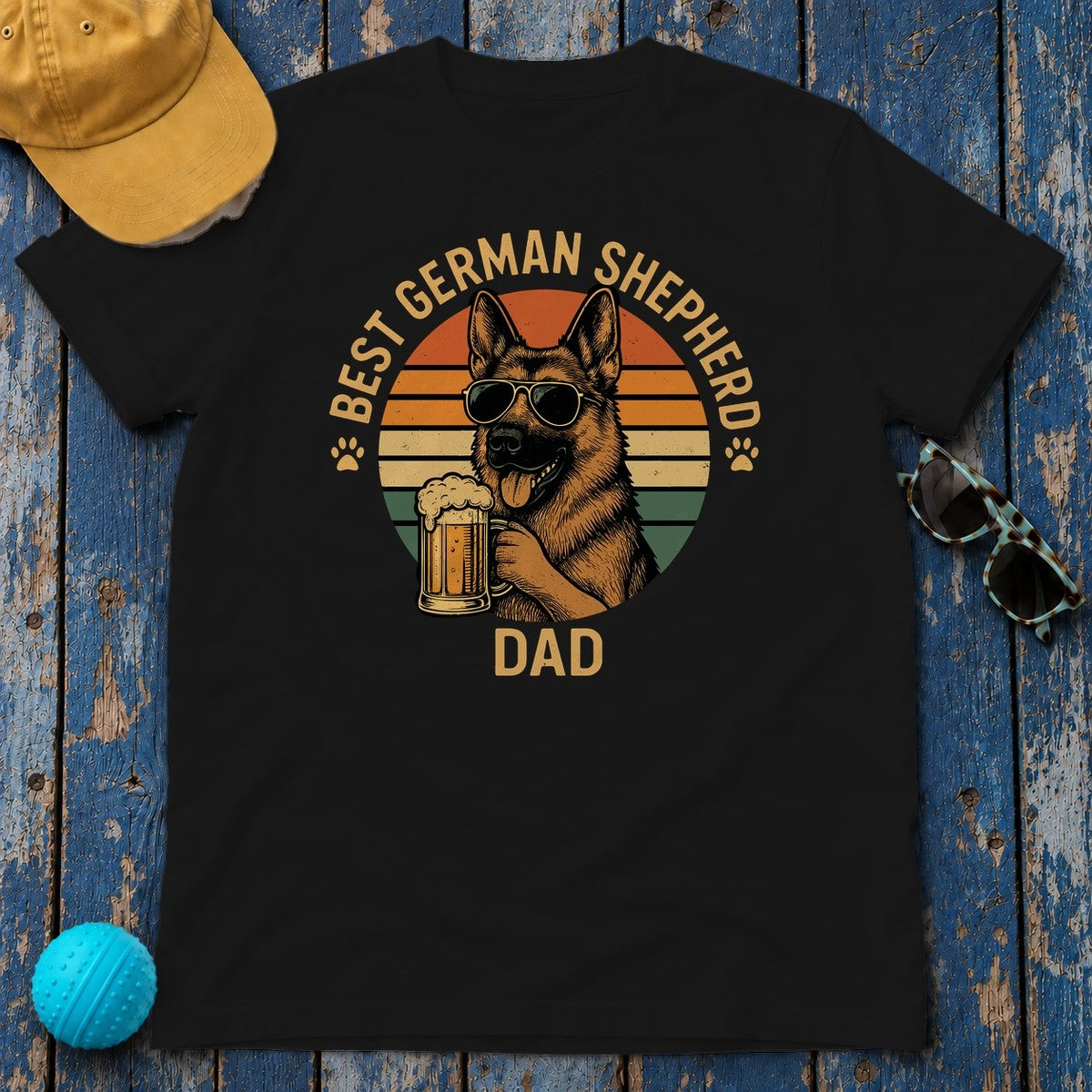 Best German Shepherd Dad Beer Lover Gift Funny T-Shirt in Black