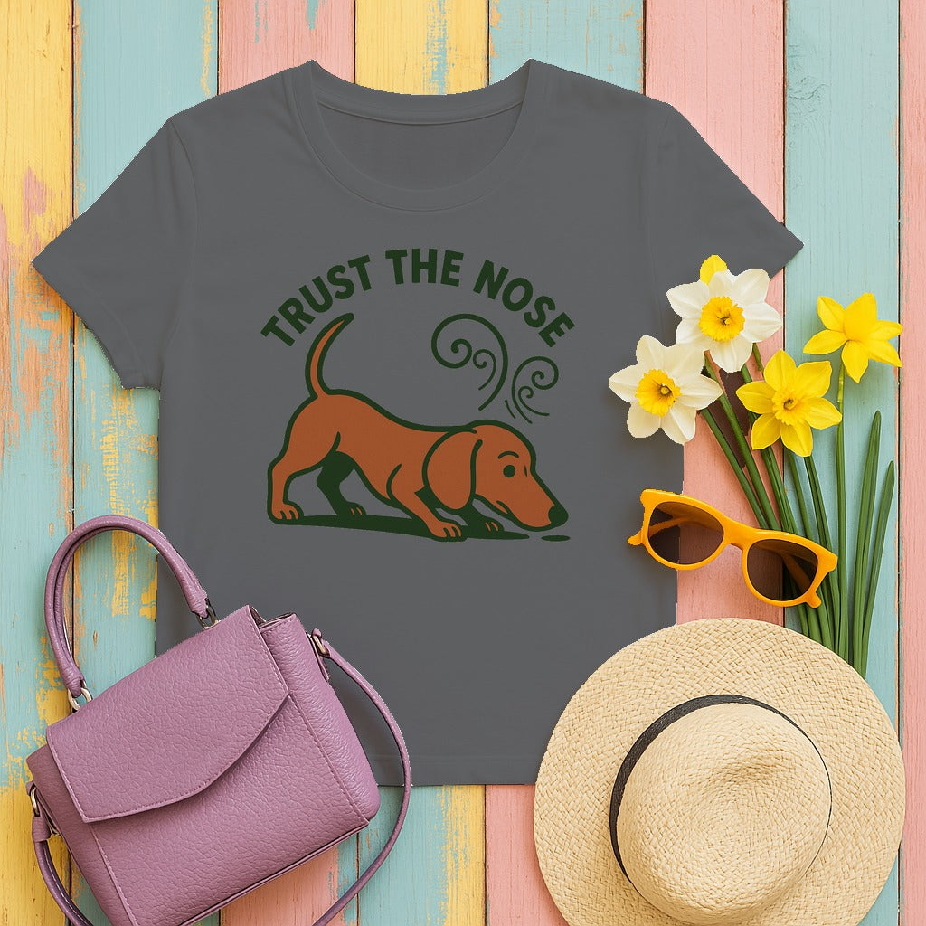 Trust The Nose Dachshund T-Shirt in Graphite Heather