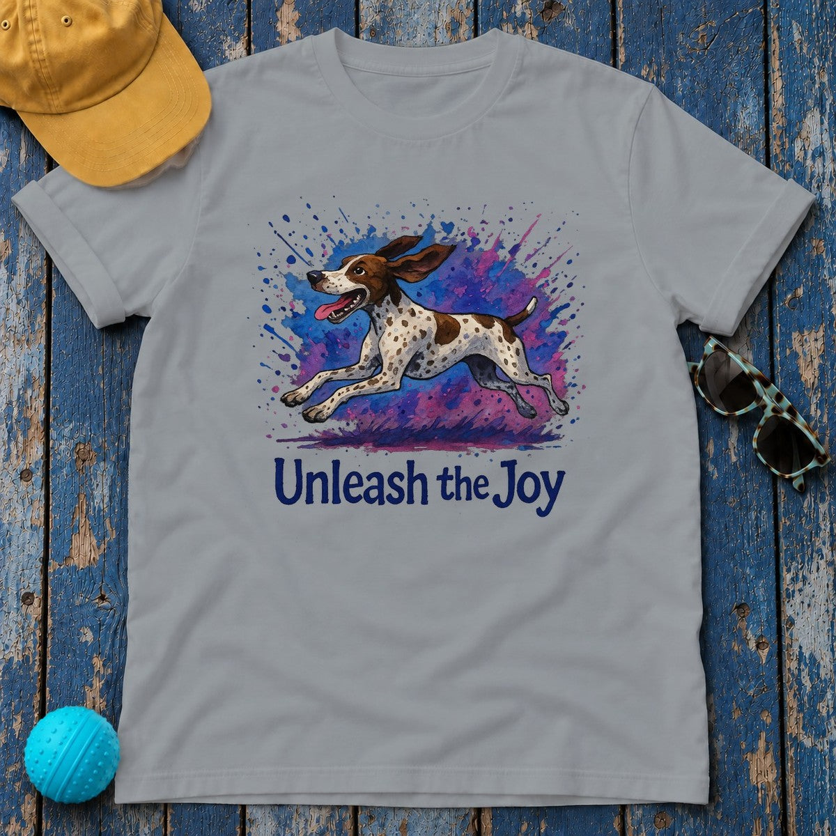 Unleash the Joy German Shorthaired Pointer T-Shirt in Gravel