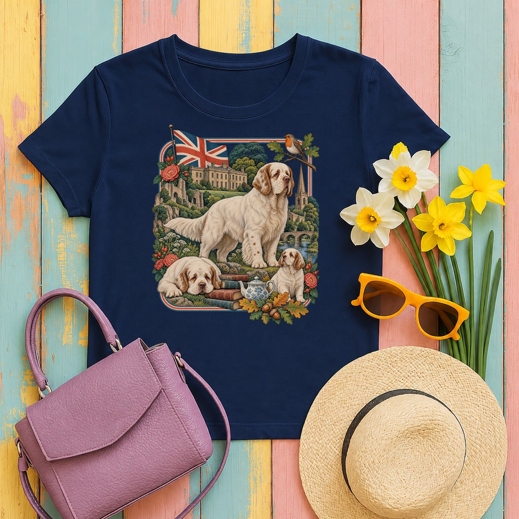 Clumber Spaniel England Heritage tee, Navy