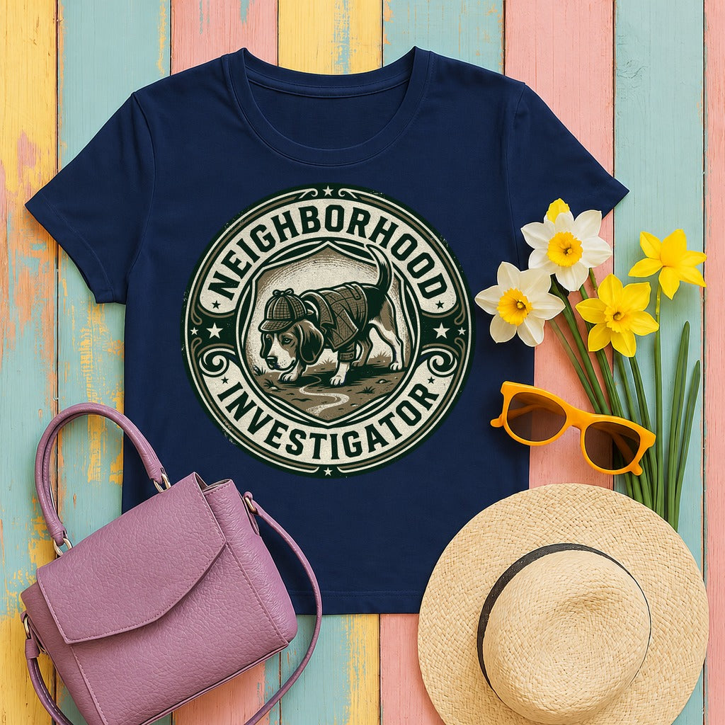 Neighborhood Sleuth Dog Graphic T-Shirt in Navy