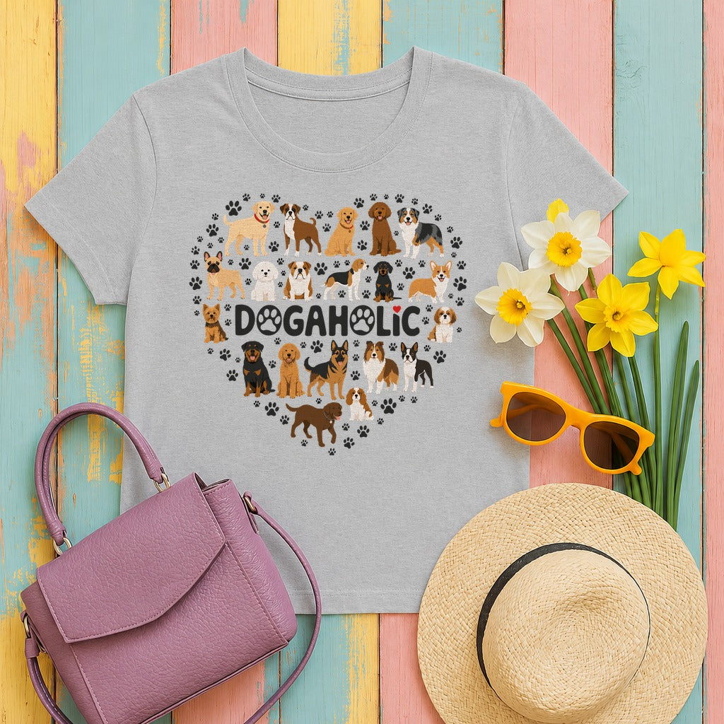 Dogaholic Heart of Paws T-Shirt in Sport Grey