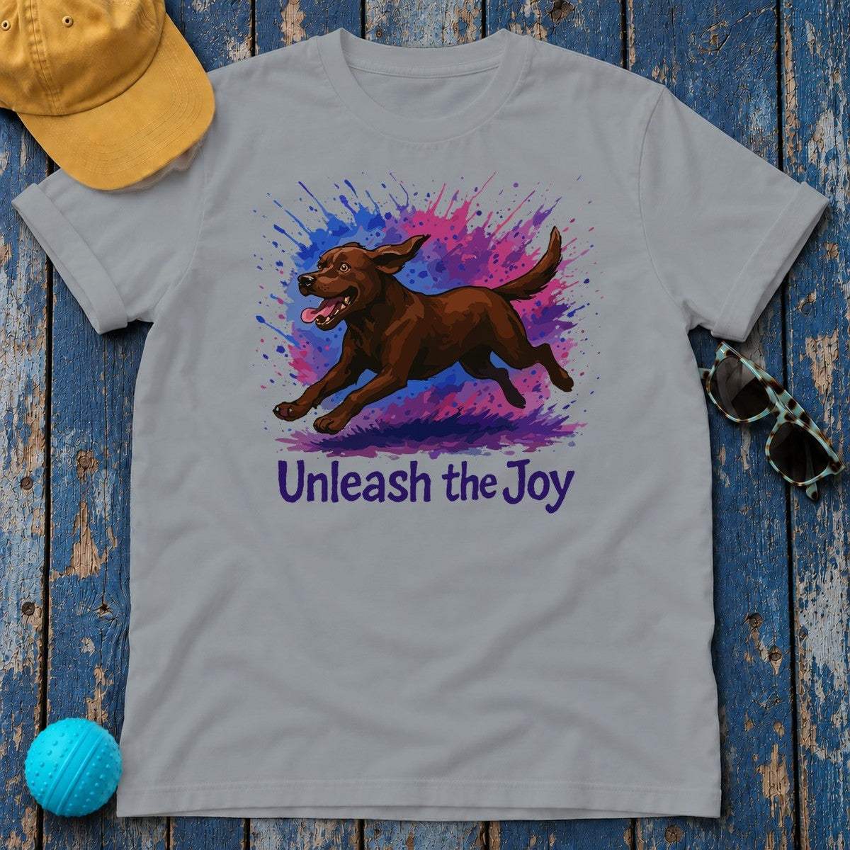 Unleash the Joy Chocolate Lab T-Shirt in Gravel
