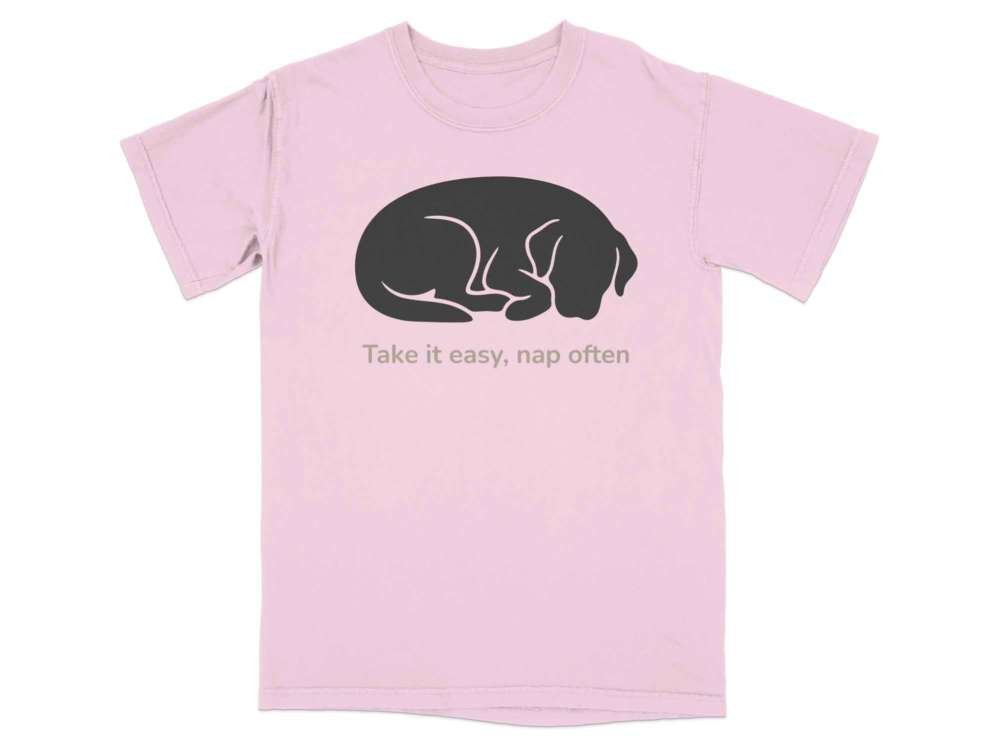 Take it easy nap often dog graphic t-shirt