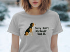 Gray t-shirt with a beagle sitting and text "Sorry I Can't. My Beagle Said No."