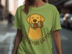 Cheerful Dog Drinking Coffee Graphic T-Shirt