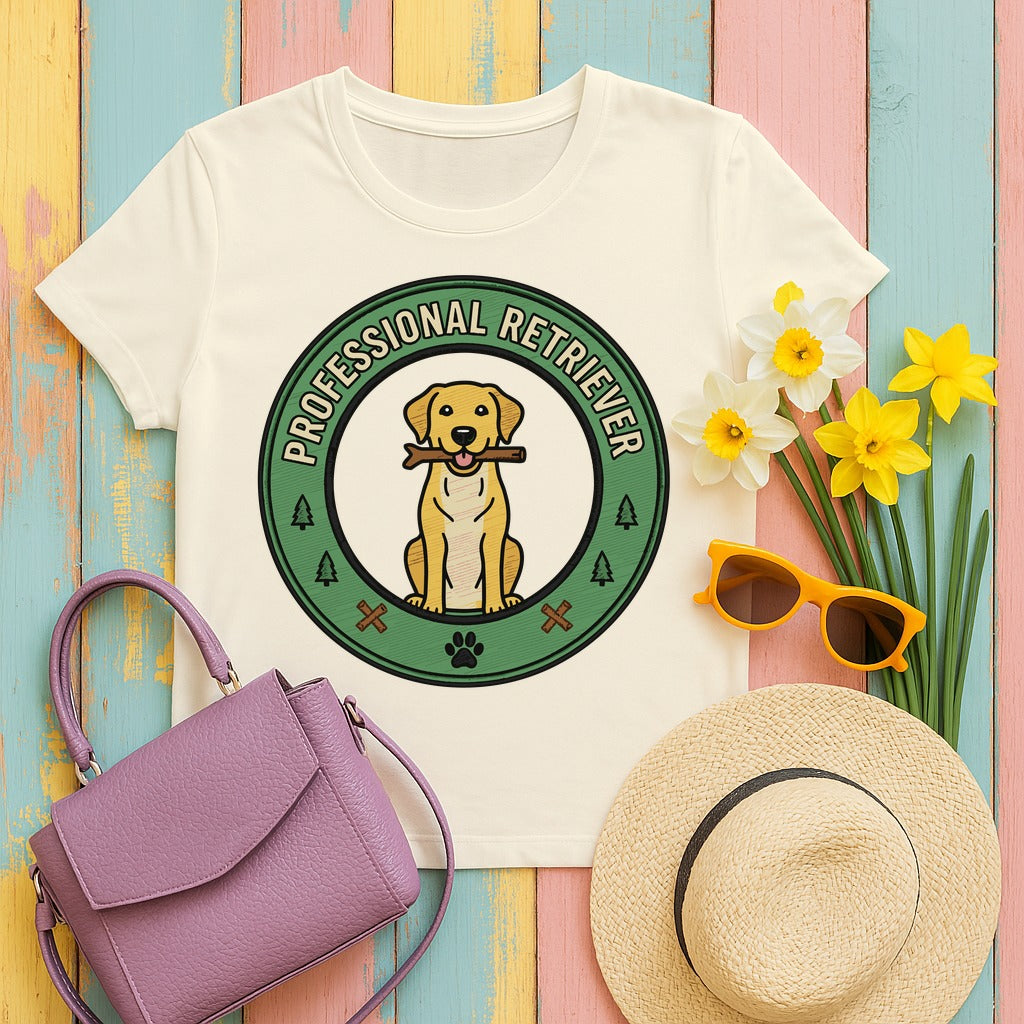 Funny Professional Retriever Yellow Labrador T-Shirt in Natural