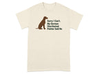 T-shirt with brown German Shorthaired Pointer silhouette and text.