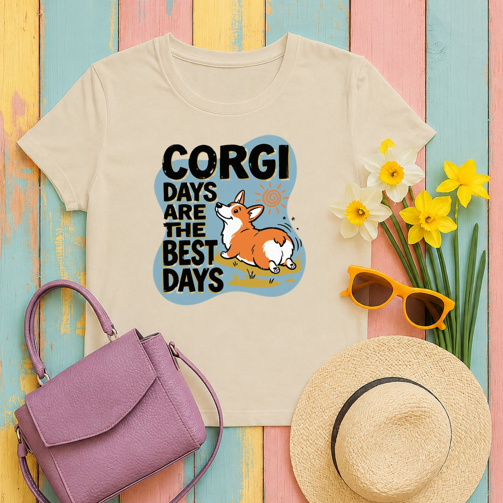Corgi Days Are The Best Days T-Shirt in Sand