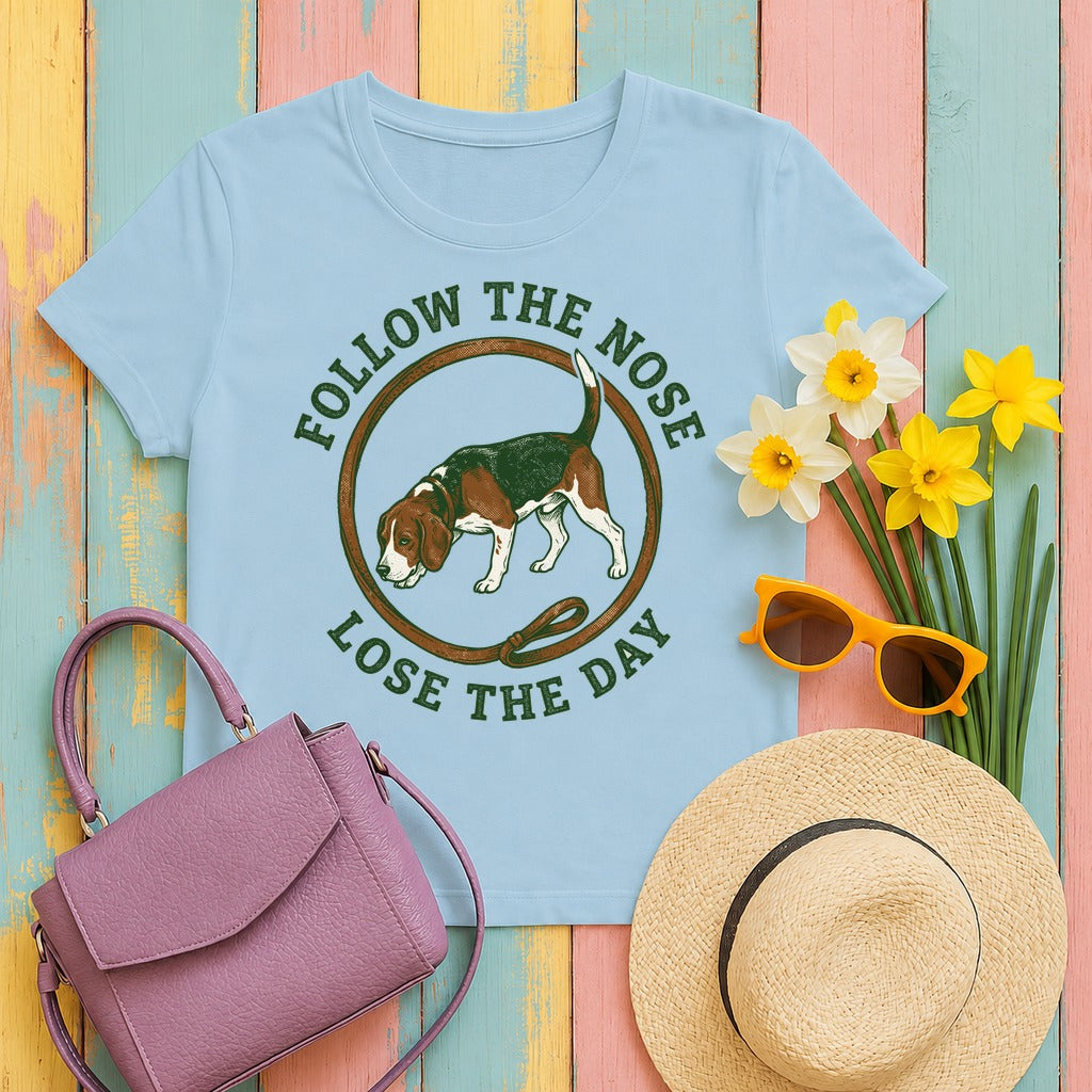Follow the Nose Beagle T-Shirt in Light Blue