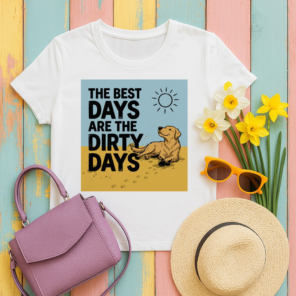 Dirty Days Golden Retriever T-Shirt in White