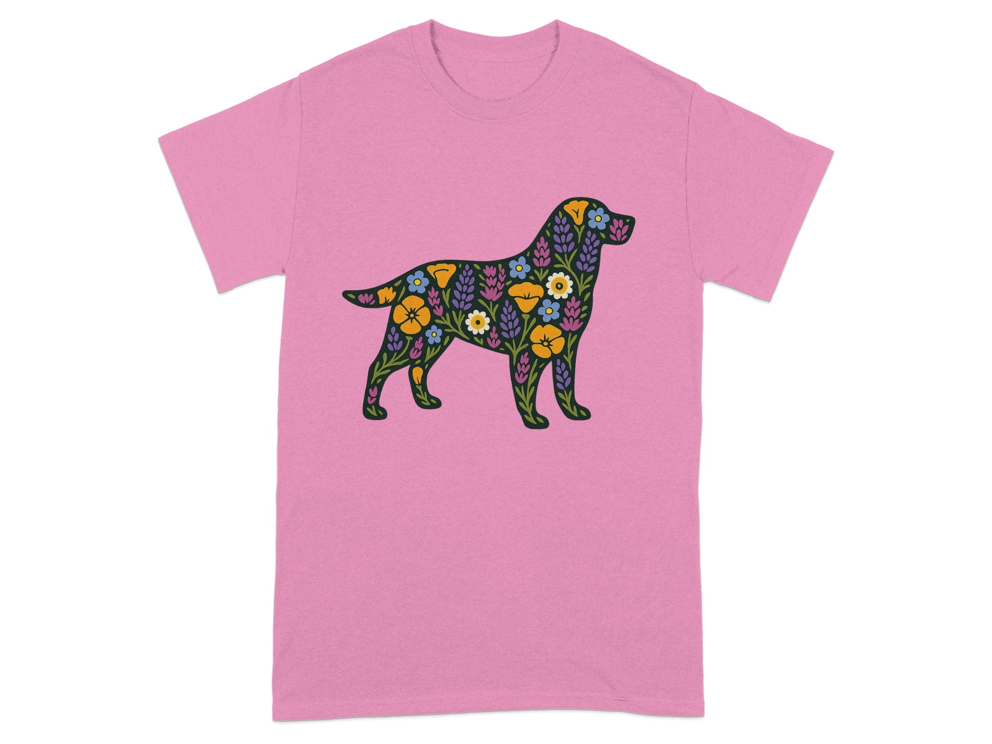 Floral Labrador Dog Design Pink T Shirt product