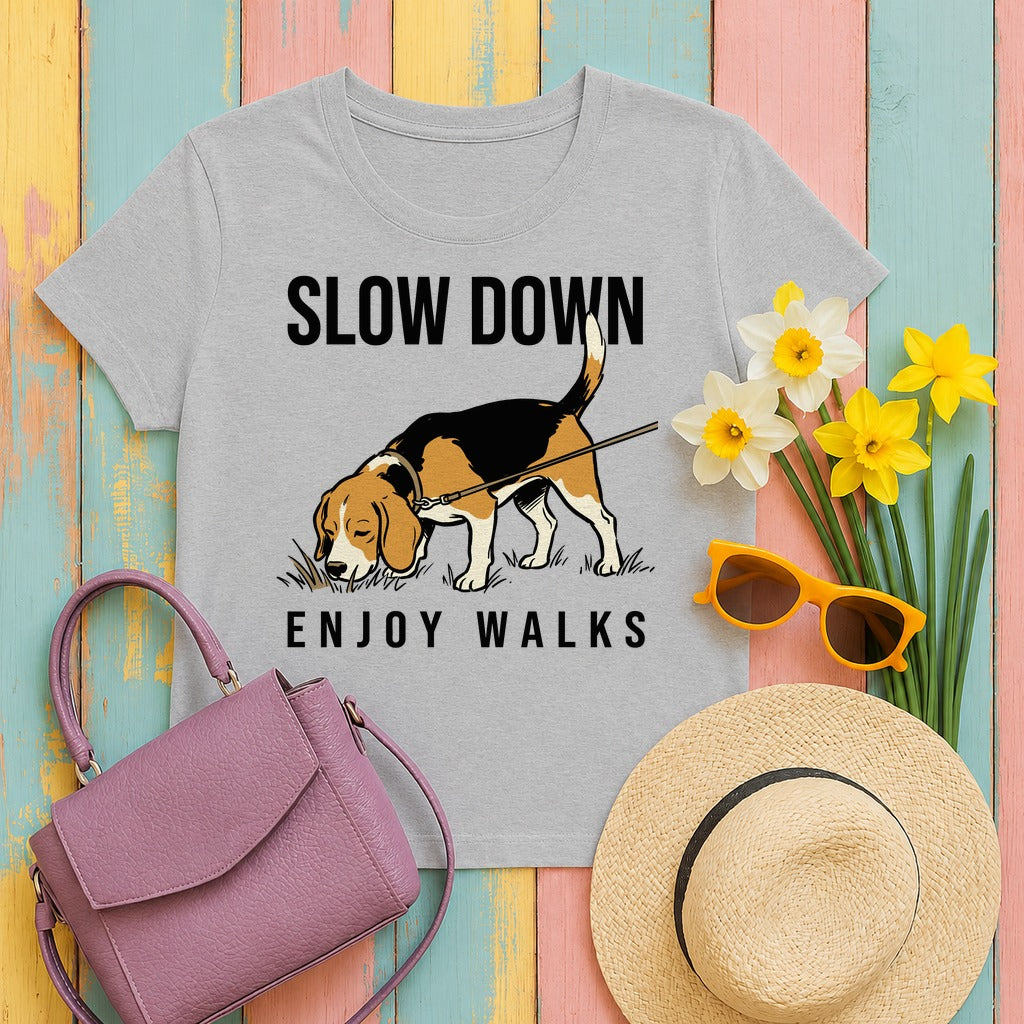 Slow Down Beagle T-shirt in Sport Grey