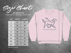 Gildan 18000 sweatshirt size chart with width and length measurements.
