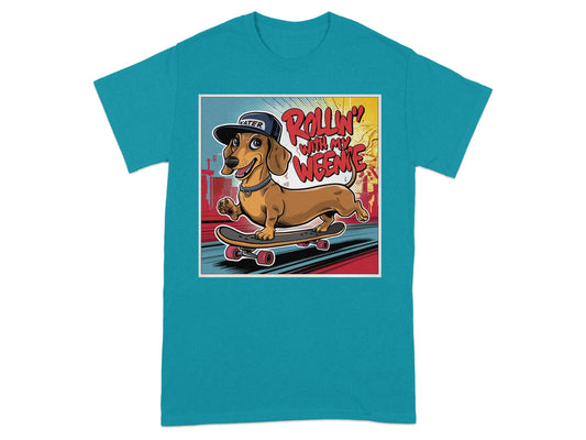 Rollin With My Weenie Skateboarding Dog Shirt product type