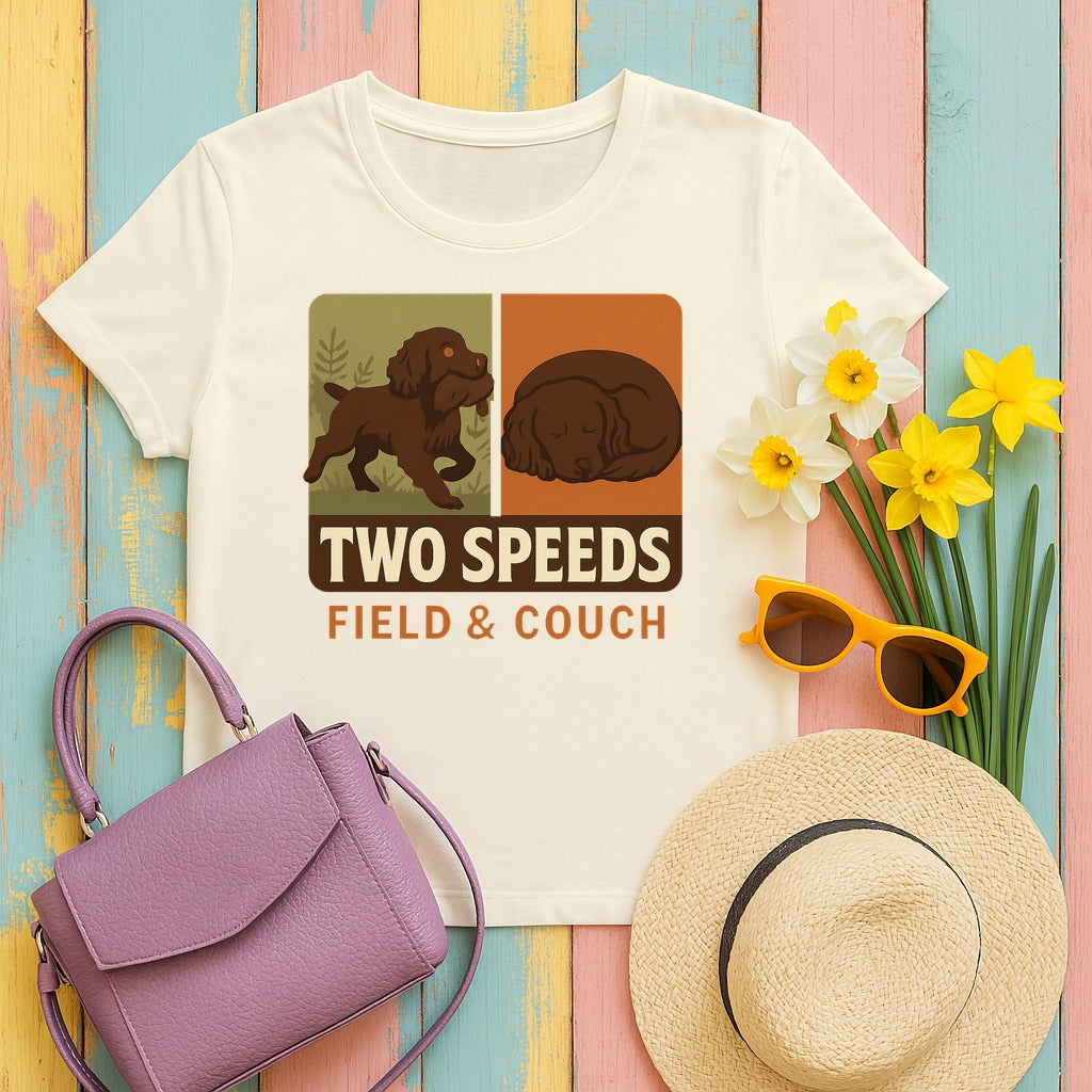Boykin Spaniel Two Speeds Field and Couch T-shirt in Natural