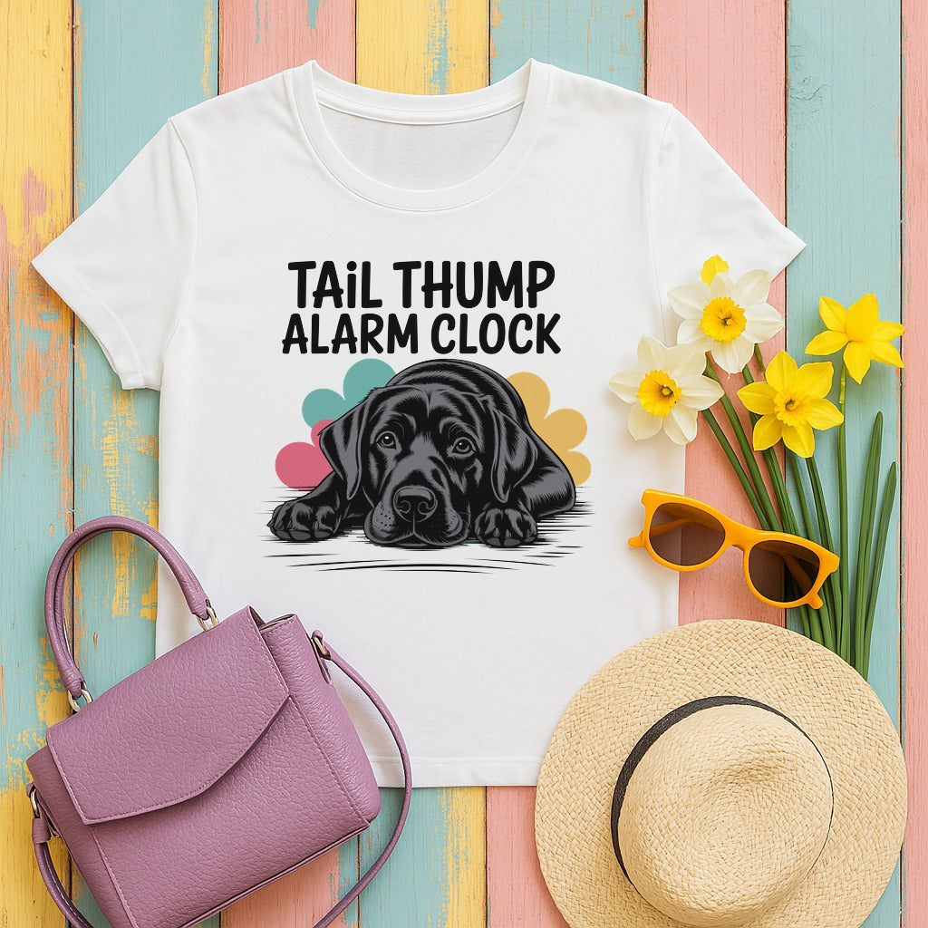 mig2 tail-thump-alarm-clock-black-lab tee flat lay hero v8