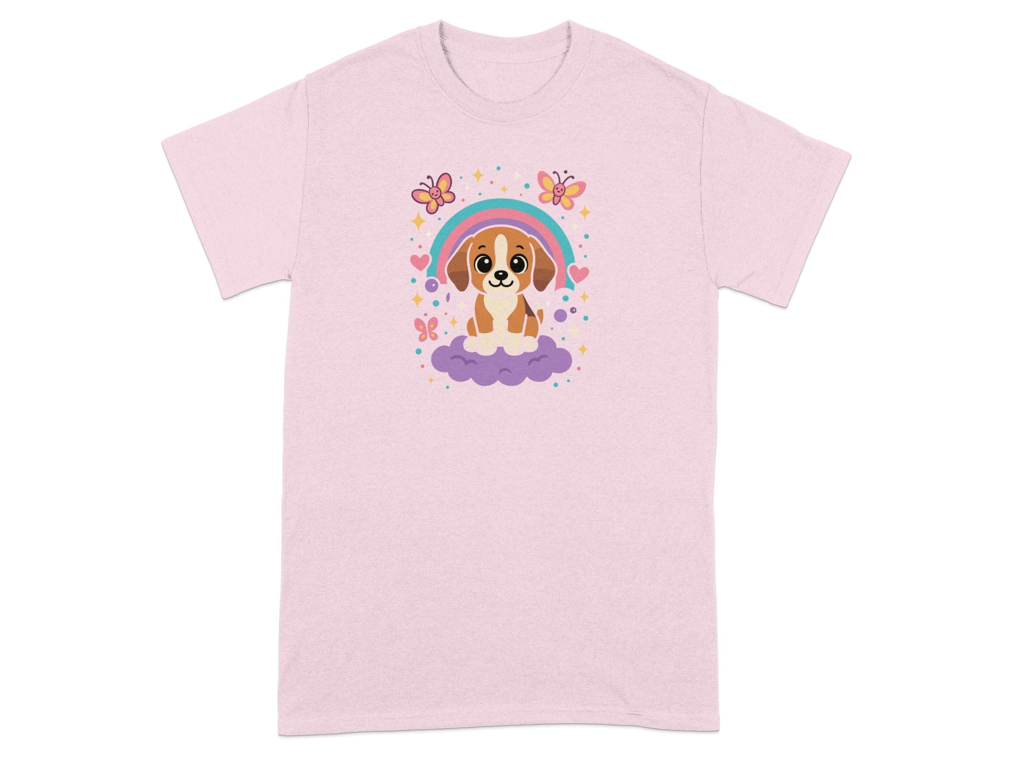 Cute Puppy with Rainbow and Butterflies T-Shirt
