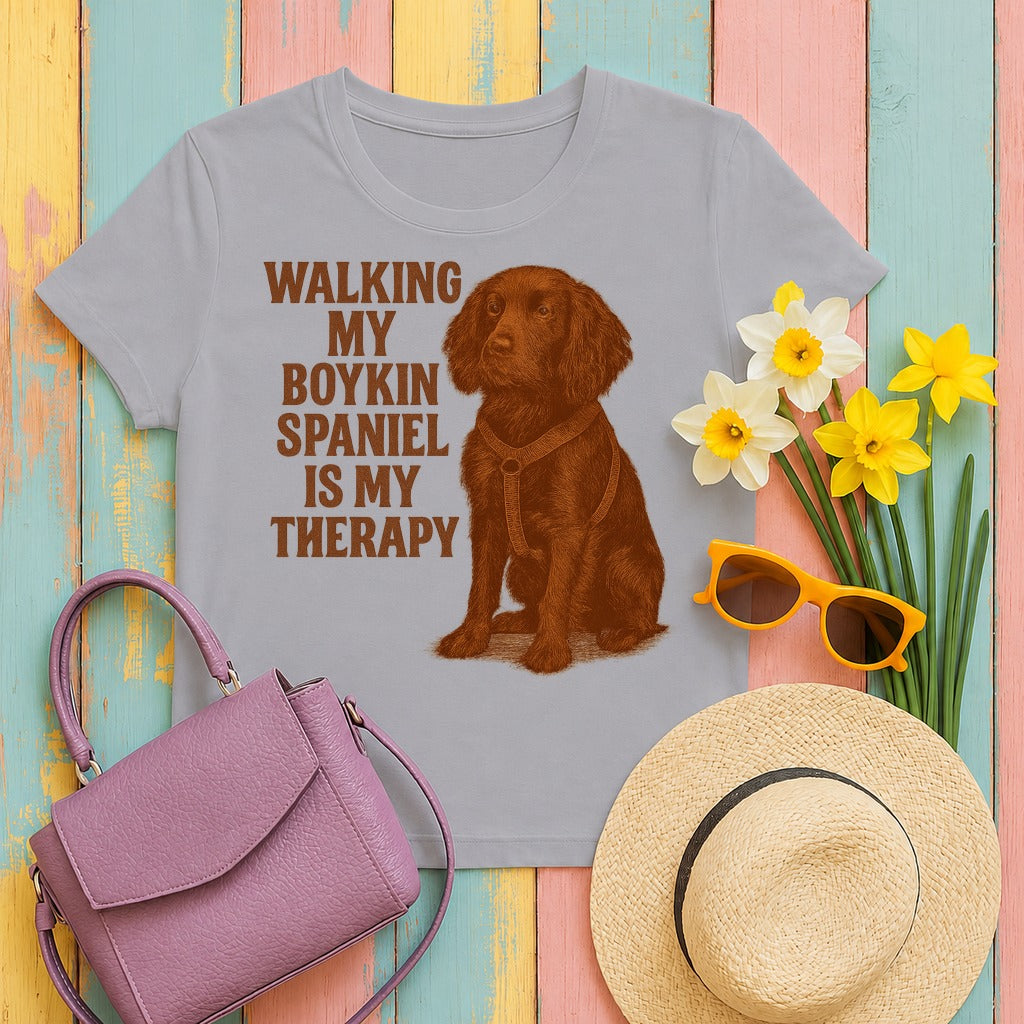 Boykin Spaniel Is My Therapy T-shirt in Athletic Heather