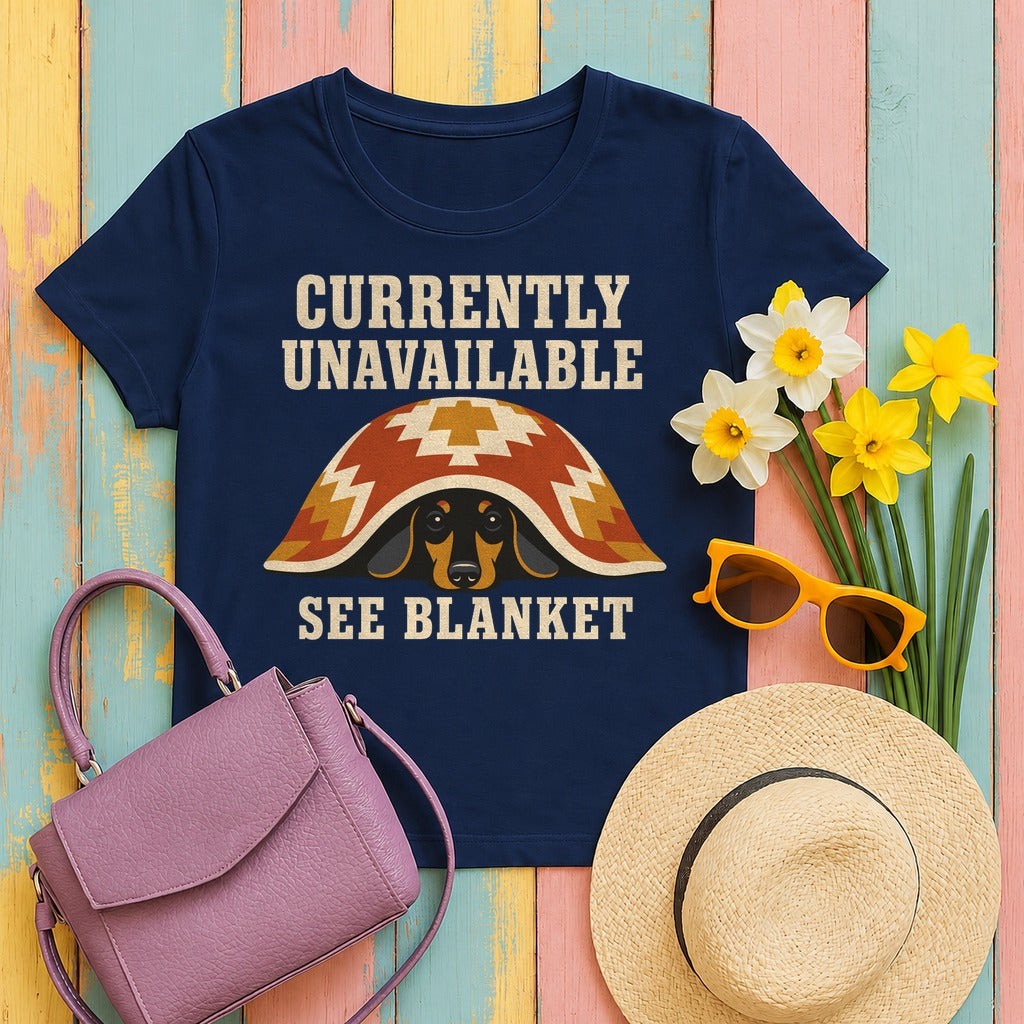 See Blanket Dachshund T-shirt in Navy
