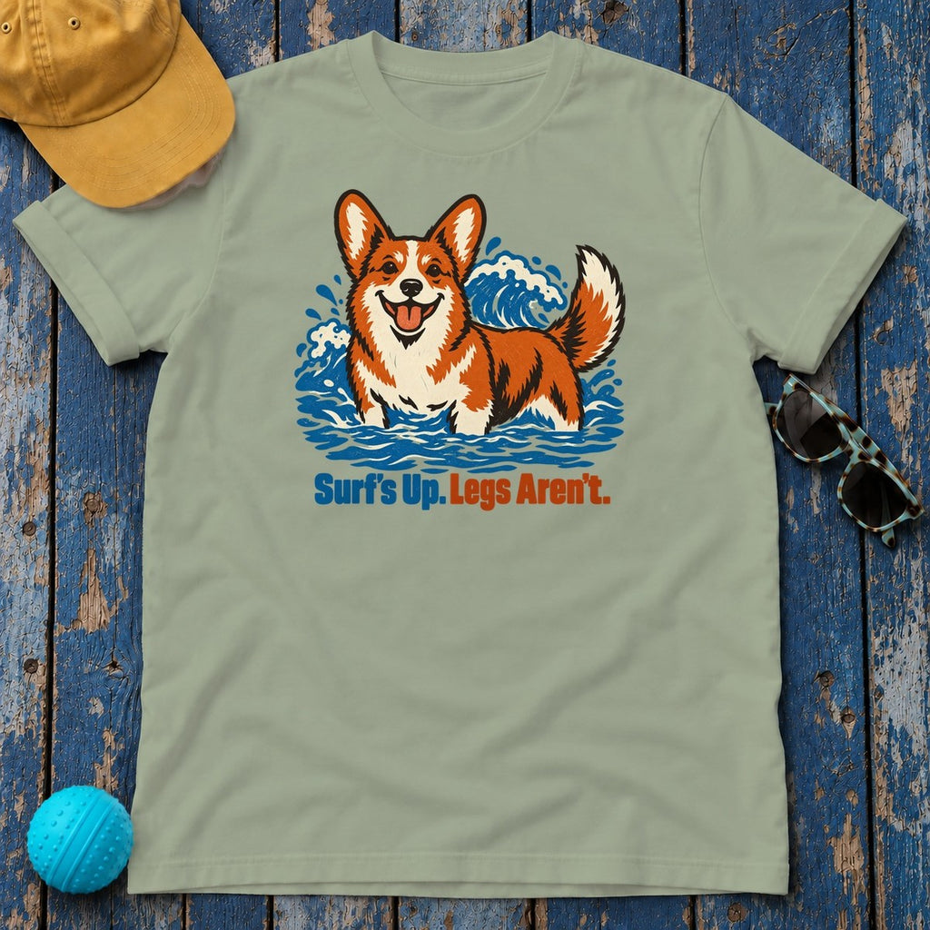 Surfs Up Legs Arent Corgi T-Shirt — Sage