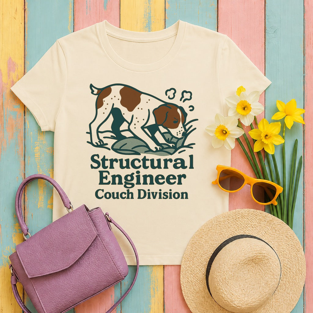 Brittany Spaniel Structural Engineer, Couch Division Tee