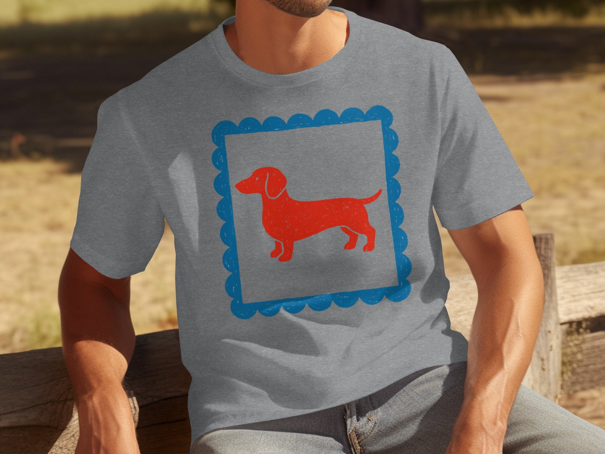 Stylish Graphic Grey T-Shirt with Red Dog Design